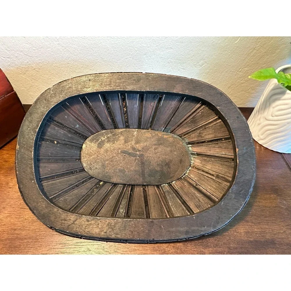 Large Vintage Bamboo Lidded Storage Box 15